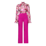 Women's Clothing 2025 Autumn And Winter Loose Large-Size Casual Print Long-Sleeved Shirt Broad Leg Pants