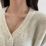 Square Shell Necklace-Outfit
