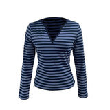 Aesthetic Stripe T Shirt y2k Women Fairy Grunge Long Sleeve Tops 2000s Punk Gothic Clothes E Girl Pullover