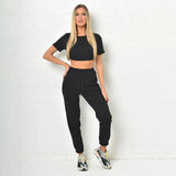 Sisterlinda Casual Tracksuit Women Two Piece Set Autumn Short Sleeve Pullover Top+Harem Trousers Female Sportswear Matching