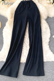 Women Long Pants Solid Fashion Spring Autumn High Elastic Waist Wide Leg Trousers Casual Sportswear Fitness Pants