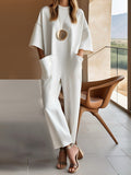 Women's Collar Five-Sleeve Pocket Solid Color Long-Lens