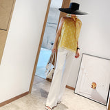 Polka Dot Casual Shirt For Women Bowknot Collar Sleeveless Loose Vintage Blouse Female Fashion New Clothing