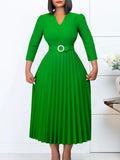 Women's Clothing 2025 Autumn New V-Neck Fashion Temperament Elegant Folding Skirt