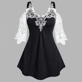 Women Fashion Lace Tank Top Summer Casual Lace Stitching Tank Top Multicolor Slim Cold Shoulder Vest New V-neck Stitching