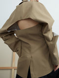 Fashion Women's Blazer Notched Single Breasted Shoulder Hollow Out Chain Design Suit Jackets Tide Spring 2023 New