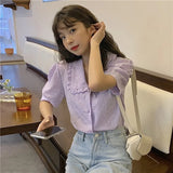 Embroidery Oversize Women Blouses Summer Tops Femme Casual Womens Shirt Short Sleeve Cotton Girls Blouse Plus Size