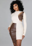 Sexy Leather Patch Lace-Up Irregular Party