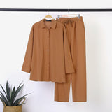 2022 ZANZEA Autumn Women 2PCS Suit Full Sleeve Turn-Down-Collar Solid Button Blouse Female Bohemian Holiday Loose Pockets