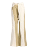 Fashion Women's Jeans Irregular Stitching Contrast Color Rough Edge Straight High Waist Denim Pants Autumn 2023 New