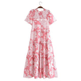 Women's New Cotton-Print T-Shirt With Loose Cake Dress