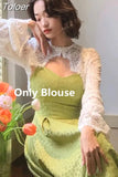 Spring Summer 2023 Korean Style Retro Lace Cardigan Slim Dress Two-piece Sets Women Elegant Fashion Female