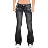 New Women Flare Jeans Slim Denim Trousers Vintage Bell Bottom Jeans High Waist Pants Stretchy Wide Leg