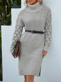 for Women 2022 Autumn Winter Fashion Long High Neck Knitted Dress Hollow Split Wool Dress for Women Winter Clothes