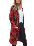 Autumn Winter Long Leopard Cardigan Women Knitted Sweater Oversized Coat Colorful Long Sleeve Women's Clothing Female