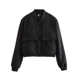 Women's ZA Autumn New Large Pocket Bomber