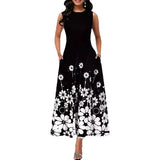 Summer New Fashion Sleeveless Print Loose Round Collar Simple Temperament