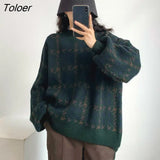 Women Pullover Patchwork Loose Lantern Sleeve Simple Knitted Sweater Female Elegant All-match Trendy Popular Streetwear