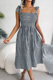 Tie Shoulder Frill Trim Midi