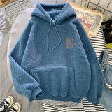 Winter 2021 Plush Velvet Thick Warm Women's Hoodies Korean Fashion Loose Kawaii Female Hooded Sweatshirt Jacket