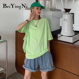 Cotton Harajuku T-shirt Female Loose Casual Korean Hipster Woman's T Shirt 2020 Summer Basic Vintage Tops Women