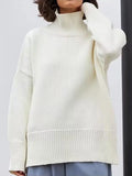 Purple Sweater Women Oversize Pullovers Solid Casual Turtleneck Sweaters Autumn Spring Ladies Jumpers Sweaters For
