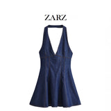 Homemade New Women's Classic Bony Denim Suspension Dress