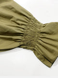 Fashion Women Shirt Spliced Lapel Flare Sleeves Loose Pearl Necklace Single Breasted Khaki Blouses Autumn 2023 New