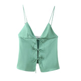 Toloer New Bow Trim Silk Satin Texture Top 2170331-Outfit