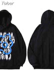 Clothes Y2k Hoodies Hip Hop Streetwear Hoodie Sweatshirt Graffiti Illusion Letter Print Pullover Harajuku Spring