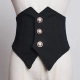 2023 New Spring Summer Black Loose Button Irregular Split Joint Personality Wide Belt Women Fashion Tide All-match