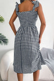 Tie Shoulder Frill Trim Midi