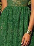 Fashion Women's Dress New Sleeveless Patchwork Contrast Color Lace Mid-calf Spaghetti Strap Dresses Summer 2023