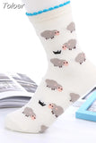 Spring Autumn New Casual Korean Style Women Animal Cute Kawaii Cartoon Sheep Cotton Tide Short Socks Yellow