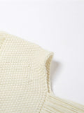 Fashion Women's Knitted Pullover Round Neck Loose Apricot Half Sleeve Asymmetric Tassel Sweater Summer 2023 New