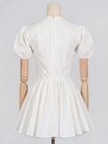 Gentle Wind Princess Temperament Elegant Dress 2025 Spring New Bow Leisure Bubble Sleeve