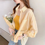 Striped Sunscreen Women's Spring And Summer 2025 New Thin Thin Chiffon Shirt Mid-Long Open Shirt