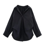 New Bat Sleeve Loose Striped Shirt
