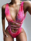 Toloer New 2023 Leopard Print Hollow-Out Bikini One-Piece Swimsuit Woman-Outfit