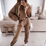 Print Hoodies Tracksuits Women's Fleece 2 Piece Set Female Pants Sets Casual Sports Lace Up Hooded Sweatshirts Autumn