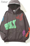 Graffiti Letter Print Hoodies Women Men Casual Loose Hooded Shirt Harajuku Hip Hop Oversized Streetwear Pullover
