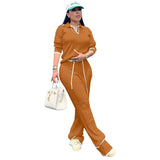 Toloer New Women's Casual Knit Wide-Leg Pants Suit-Outfit