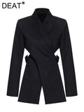 Fashion Women's Suit Jackets New Solid Color Long Sleeve Loose Hollow Out Backless Button Blazers Female Summer 2023