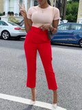2025 New Elegant OL Professional Trousers Thin Small Foot Pants African High-Waisted Casual