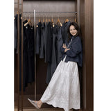 Blue Vertical Polo Collar Long-Sleeved Shirt Female Spring Temperament Casual Loose Thin Collar