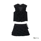 Feng 2025 New Summer Laminate Decoration Shirt 8372079 Laminate Decorative Skirt 8372080 Two-Piece