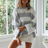 Women's Clothing In The Autumn And Winter Of 2025, The New Women's Sweater Round-Necked Striped Knitted
