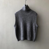 Women's Solid Color High Neck Sleeveless Sweater 2022 Autumn Knitted