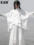 2023 New Spring Autumn Lapel Long Sleeve White Loose Big Size Irregular Loose Shirt Women Blouse Fashion Tide