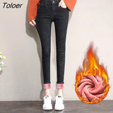 High Waist Super Warm Jeans For Women Plus Size Jeans Skinny Thick Casual Trousers Stretch Velvet Denim Pants